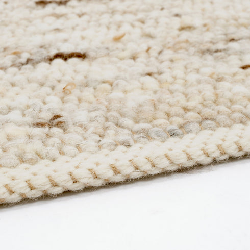 Wollteppich Natur | Reine Schur-Wolle Handweb Teppich im Skandinavischen Design | Sand Multi